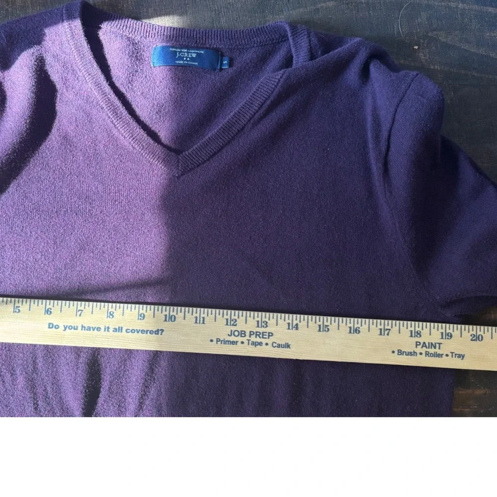 J.Crew Mens Small Purple V Neck Sweater Cotton Cashmere Blend Long Sleeve Knit